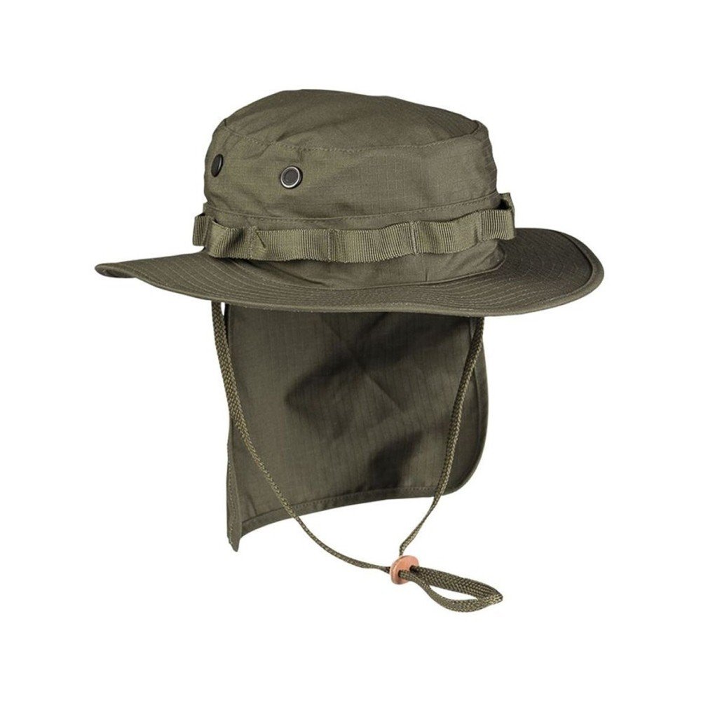 Summer Olive Tactical Panama Hat with Neck Protection and Chin Strap -  Combat Arsenal