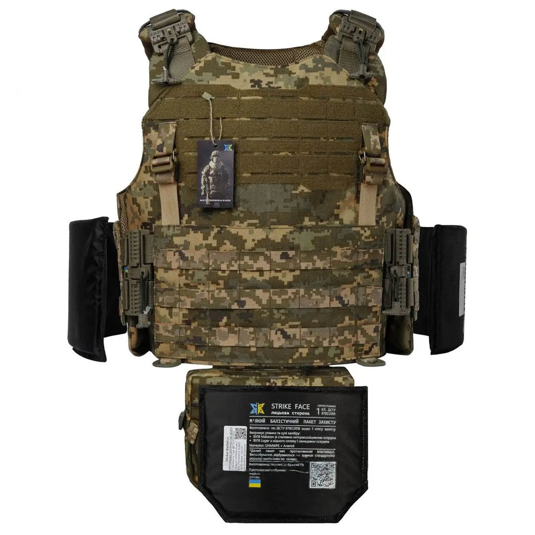 Tactical vest with mounted soft armor plate for groin protection
