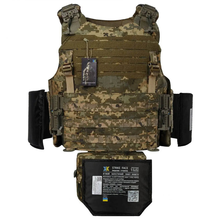 Tactical vest with mounted soft armor plate for groin protection