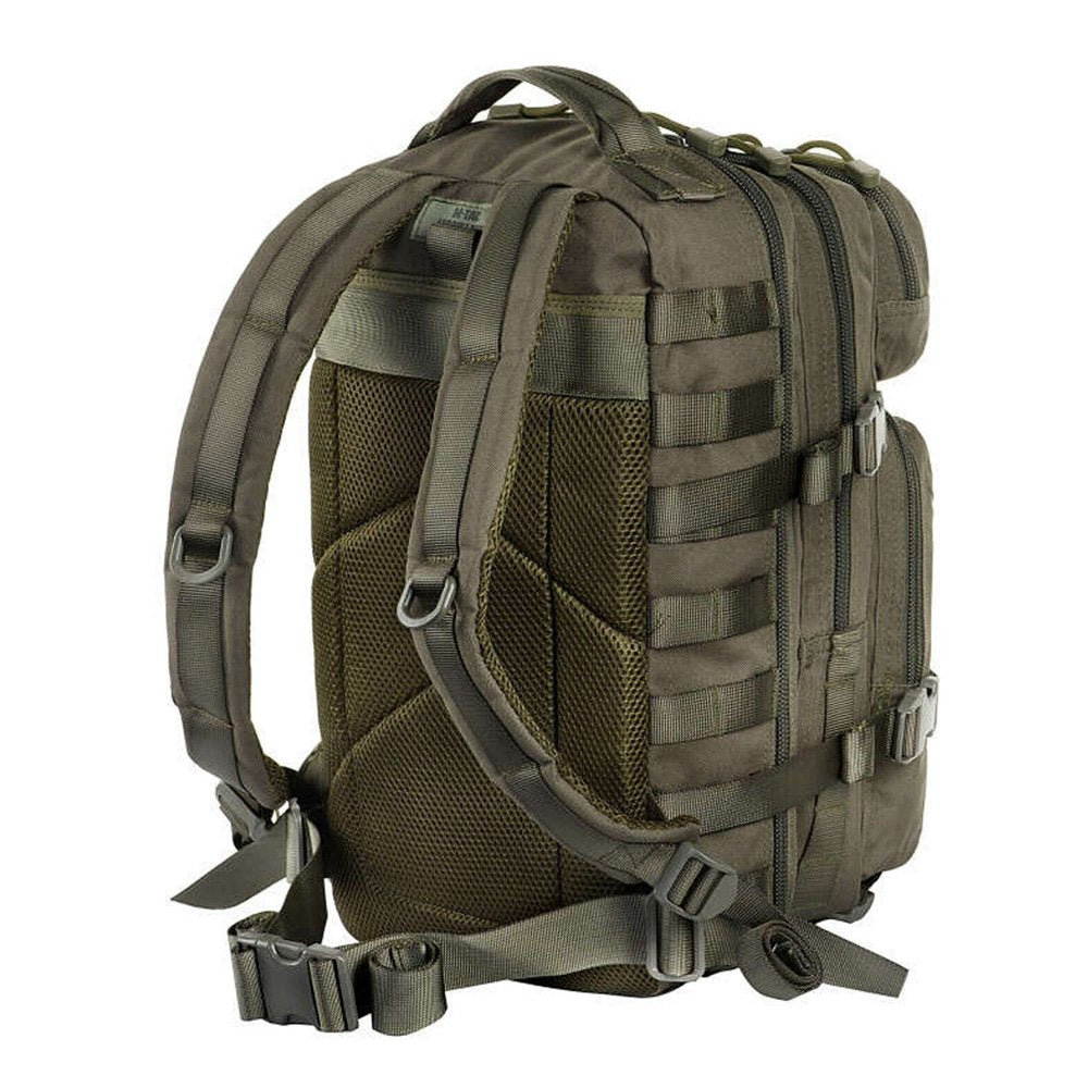 Rear view of a waterproof military rucksack