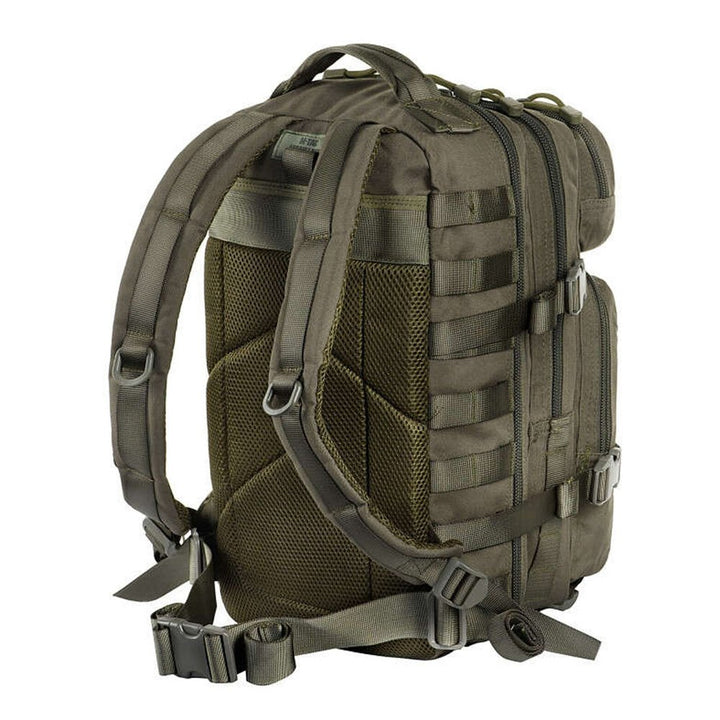 Rear view of a waterproof military rucksack