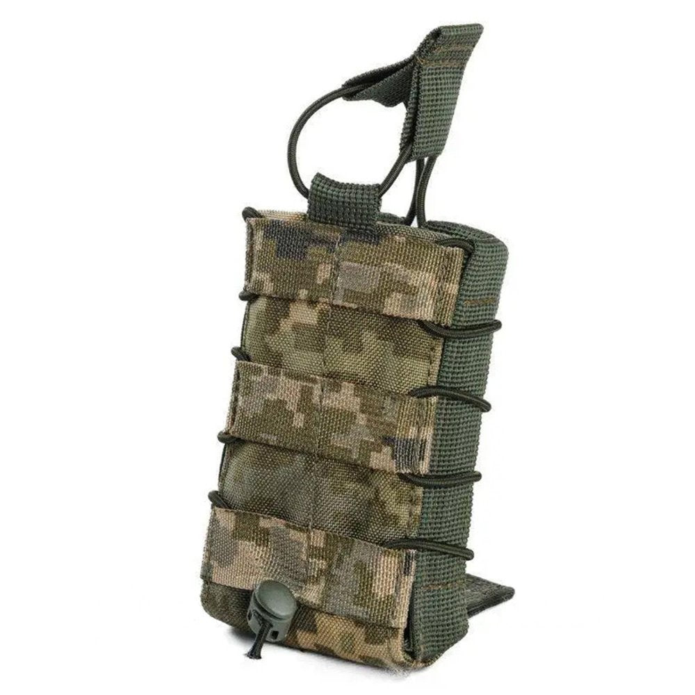 MM14 pixel single AK / AR magazine pouch with elastic retention cords and MOLLE panel