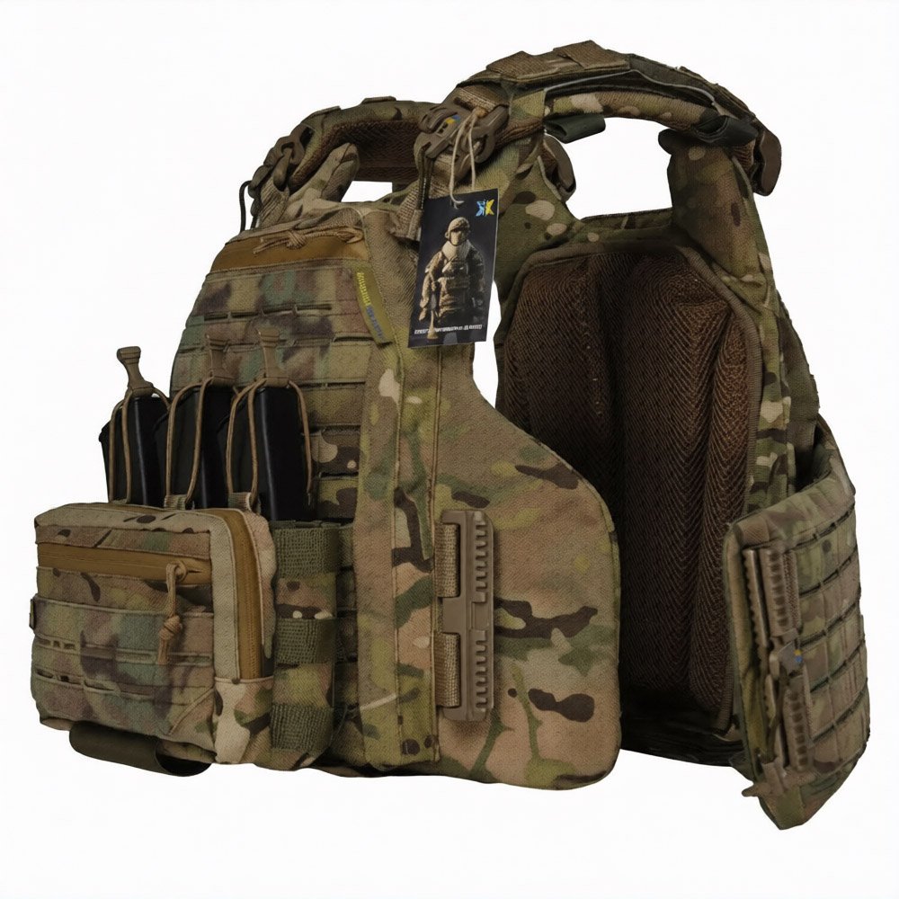 Gen.6 Multicam Plate Carrier with Chest Bag - Ukrainian Army Laser Cut MOLLE Body Armor