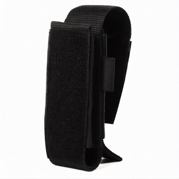 Black CAT tourniquet pouch with rear mounting section for tactical equipment