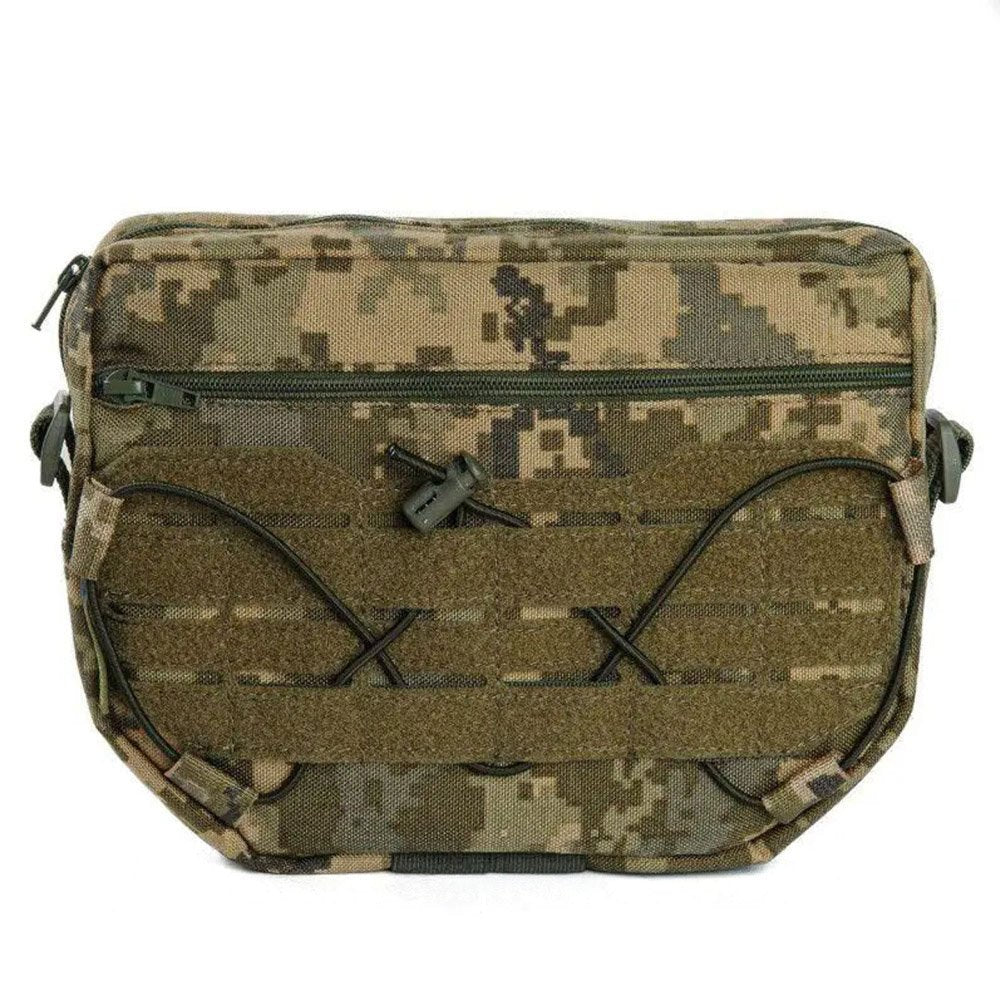 Front view of MM14 pixel tactical dangler pouch with MOLLE