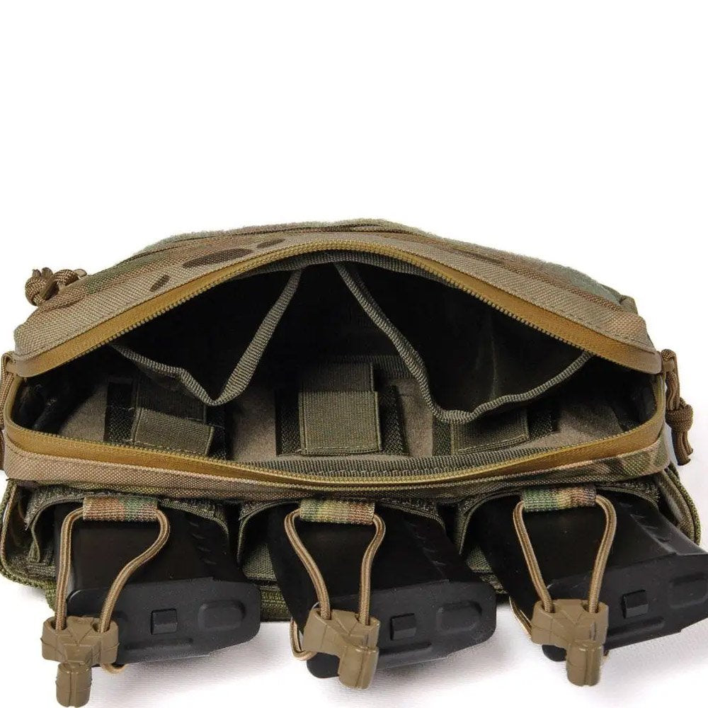 open multicam molle pouch with internal organizer and magazine compartments