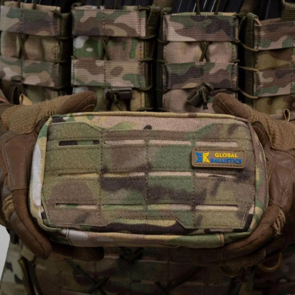 Multicam tactical admin pouch with LaserCut MOLLE panel and zippered utility compartment for documents, phone, maps, and EDC gear