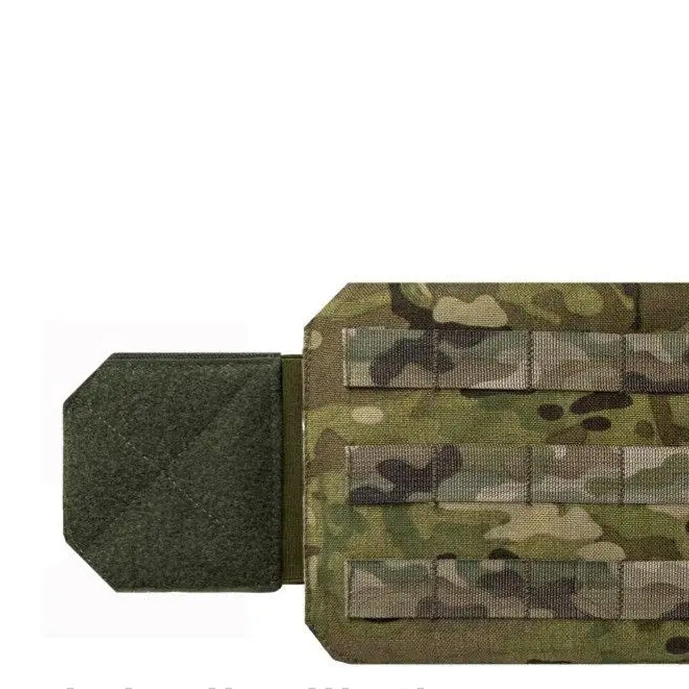 Quick release buckle on multicam tactical cummerbands for plate carrier system