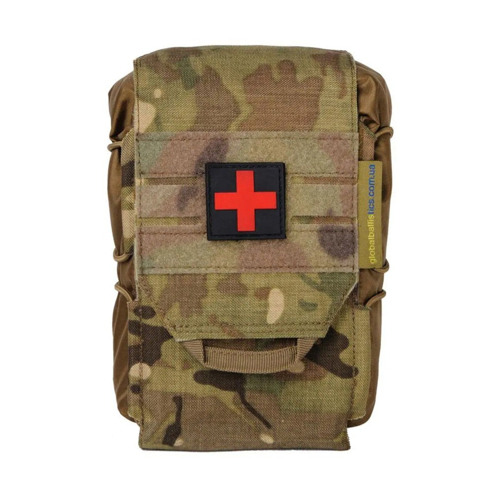 Multicam vertical IFAK pouch with medical patch and quick-access design