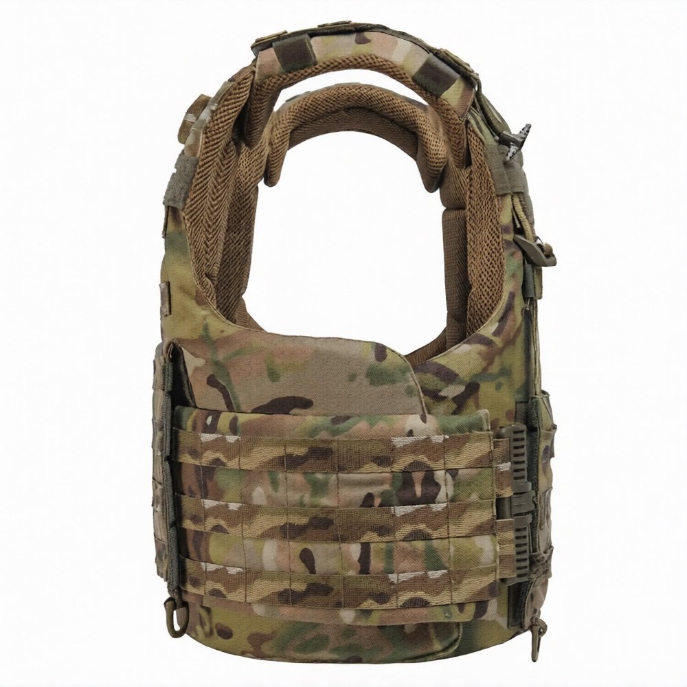Multicam plate carrier vest rear view