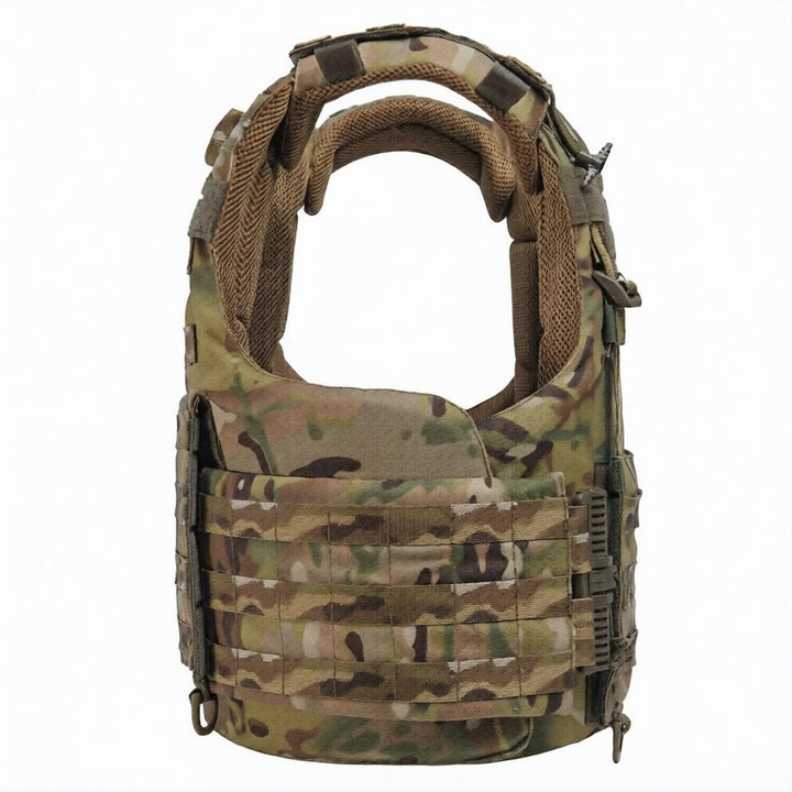 Multicam plate carrier vest rear view