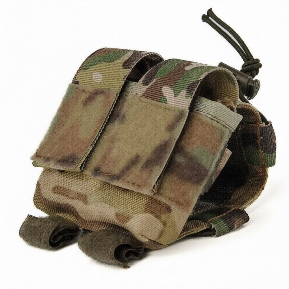 Multicam helmet counterweight pouch with dual flap closure