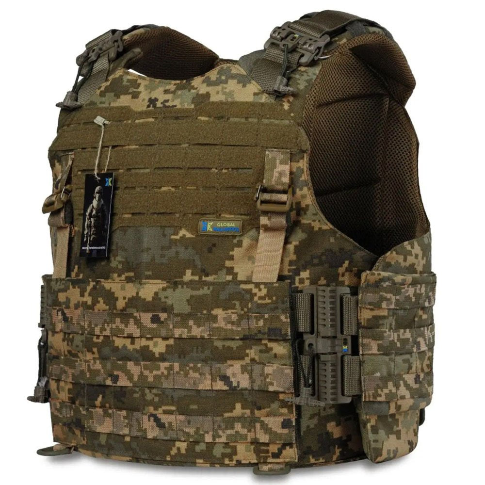 Pixel camo tactical vest plate carrier with cummerbund