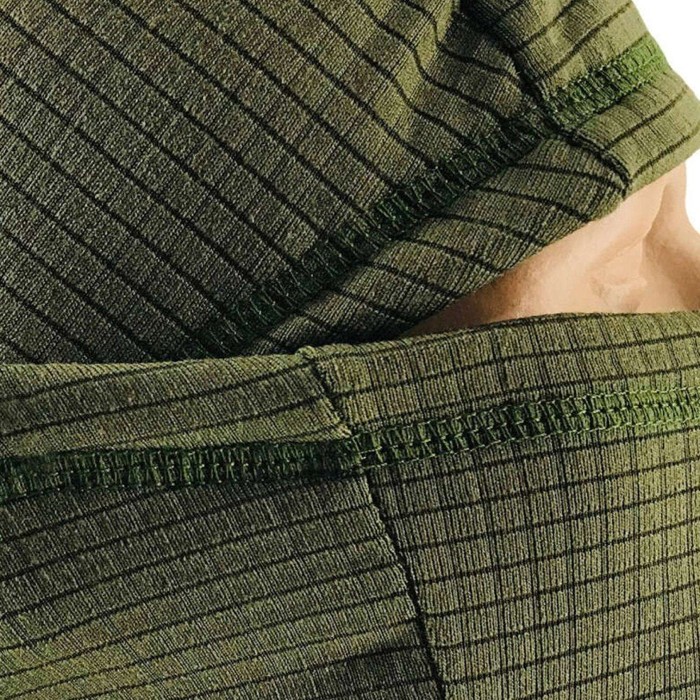 Close-Up Stitching Detail of Olive Ninja Balaclava