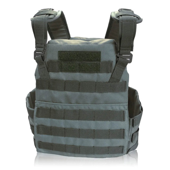 Tactical vest MOLLE webbing and stitching detail