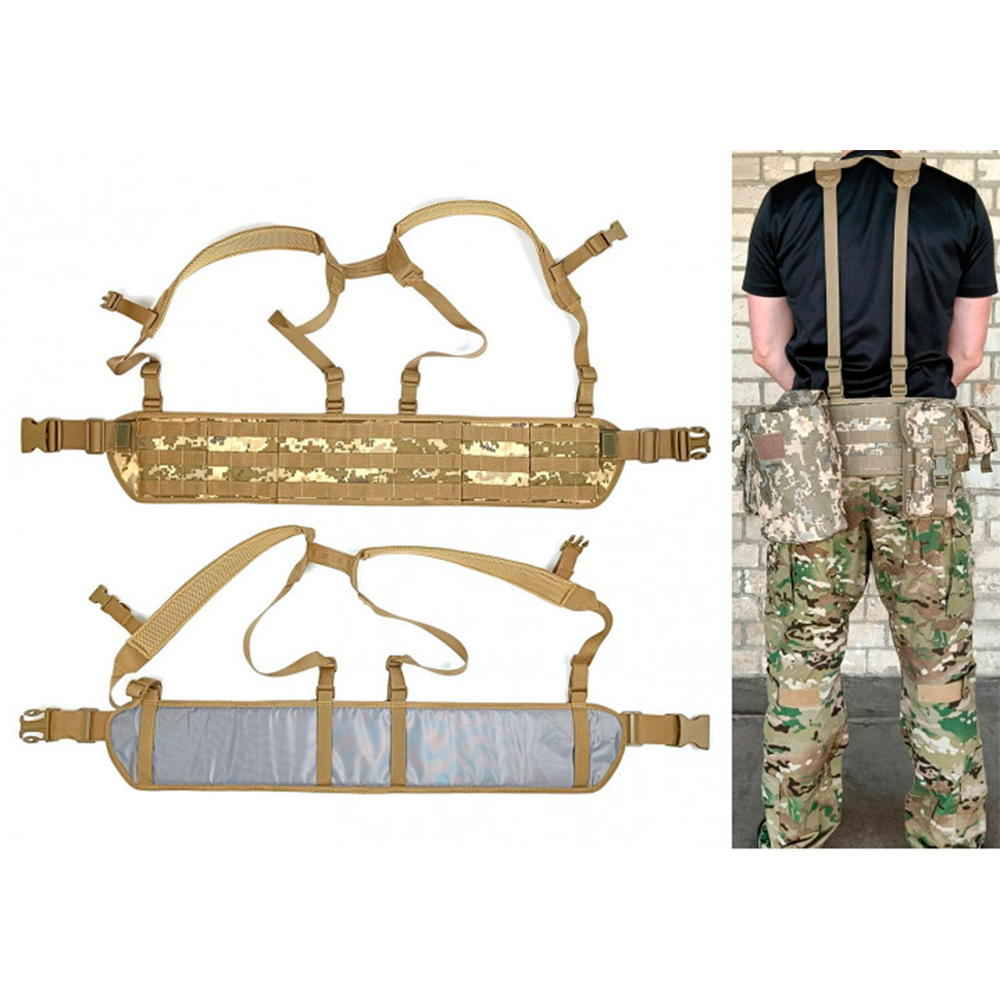 Tactical MOLLE Belt M1 – Pixel Camo MM-14 Load-Bearing Belt with Adjustable Shoulder Straps