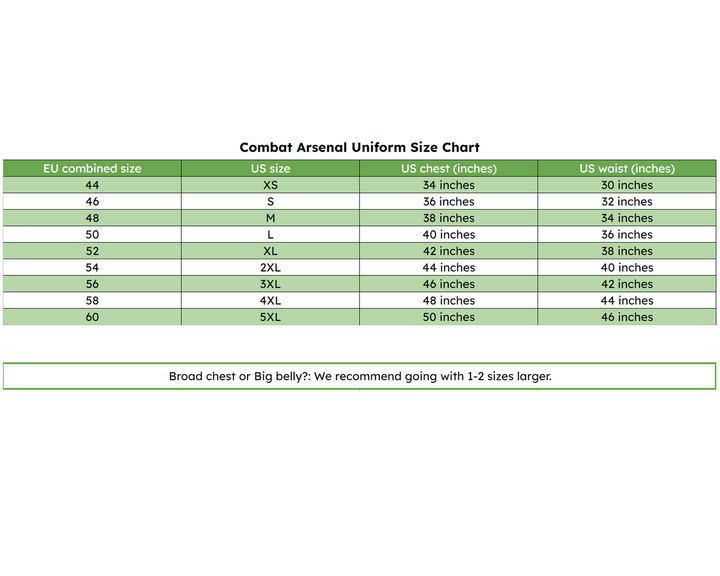 Uniform Size chart