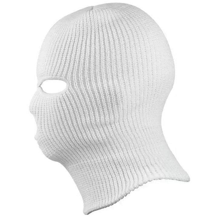White 3-Hole Fleece Balaclava Mask Side View