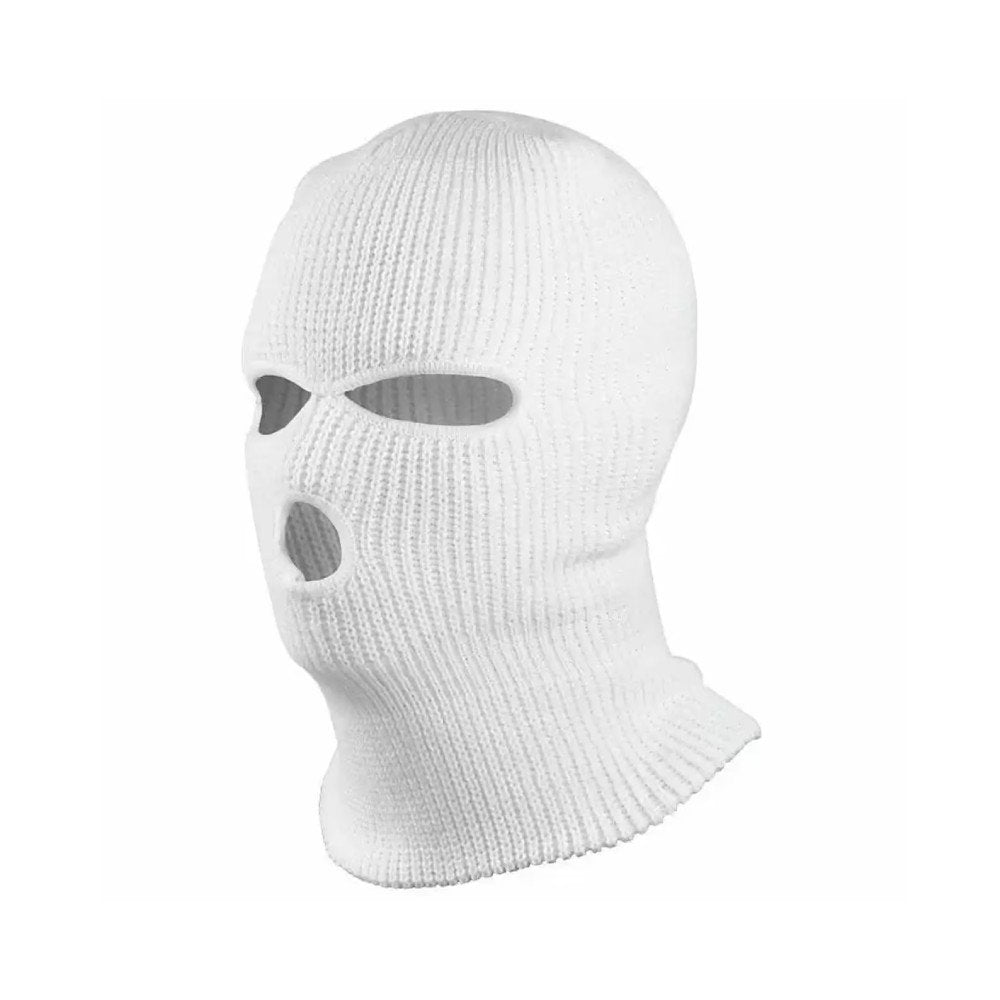 White 3-Hole Fleece Balaclava Mask Front View