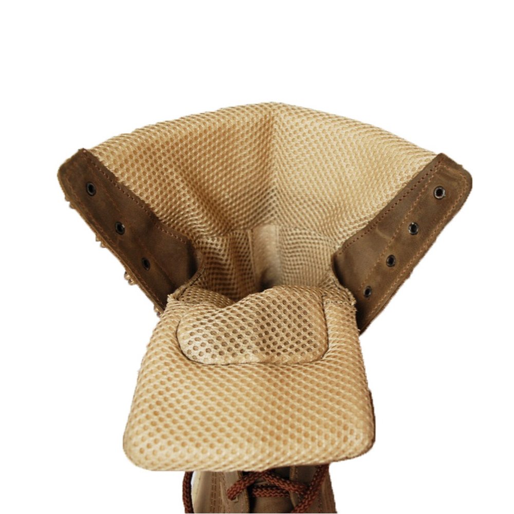 Inside view of Coyote Brown Ankle Boots with mesh lining.