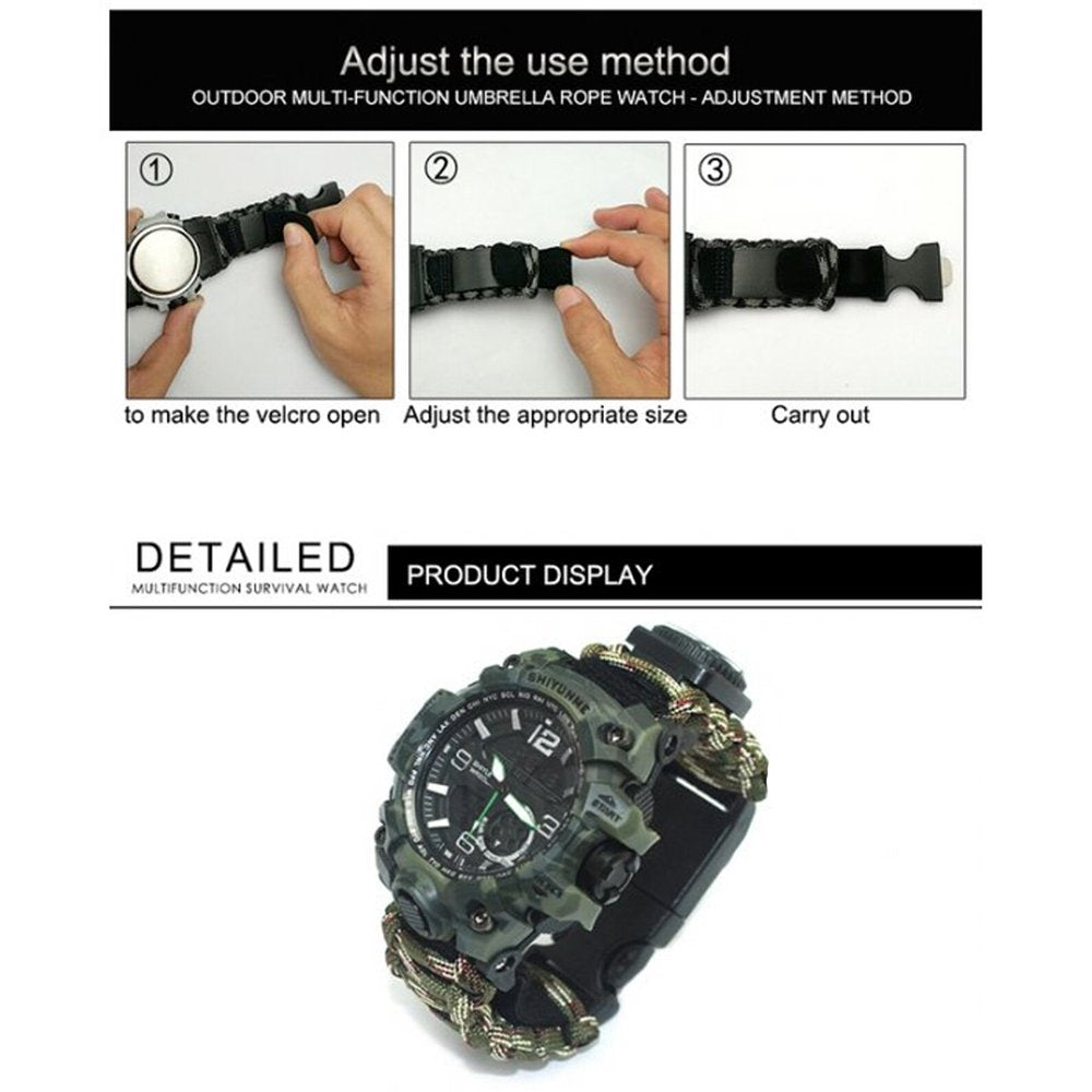 Waterproof Watch with Digital Display and Adjustment Instructions