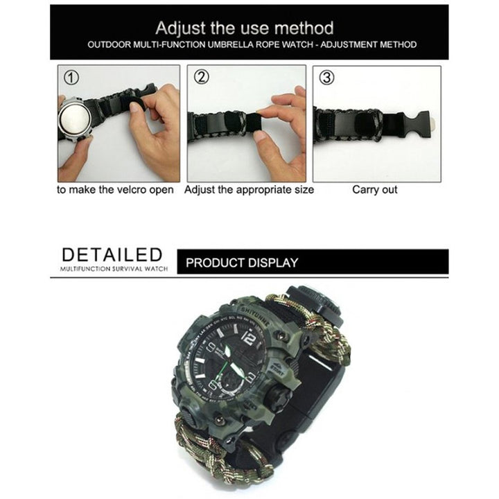 Waterproof Watch with Digital Display and Adjustment Instructions