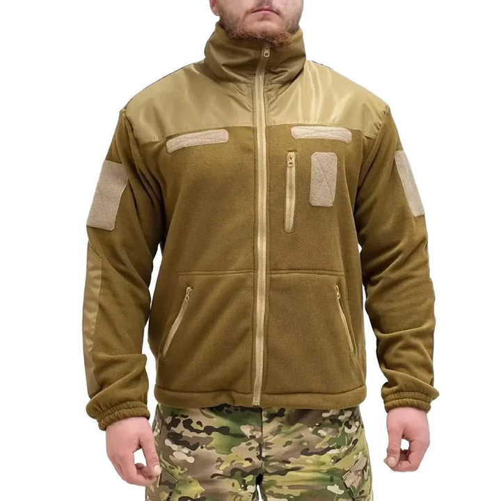 Winter Fleece jacket, Coyote camo jacket - Army winter jacket, Zipped military jacket, Windproof &amp; Waterproof jacket