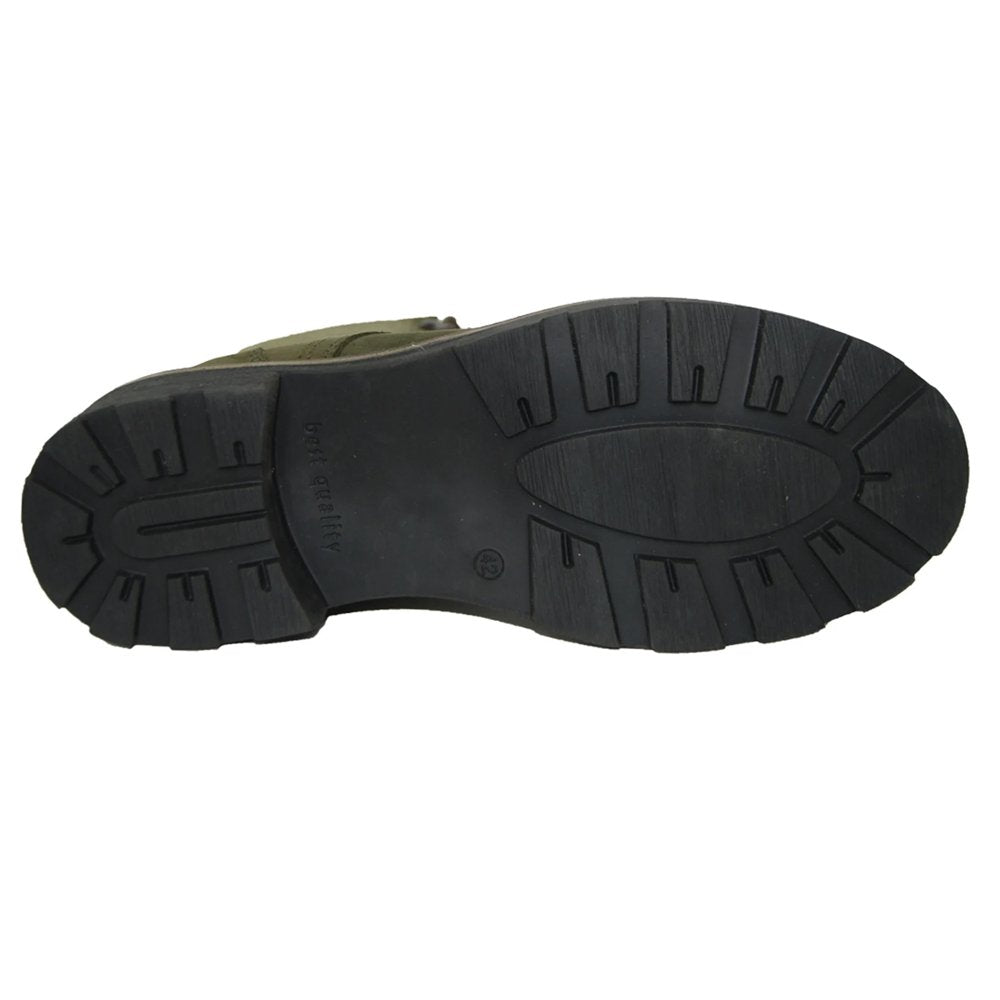 Dark olive winter military boots with fur lining detail