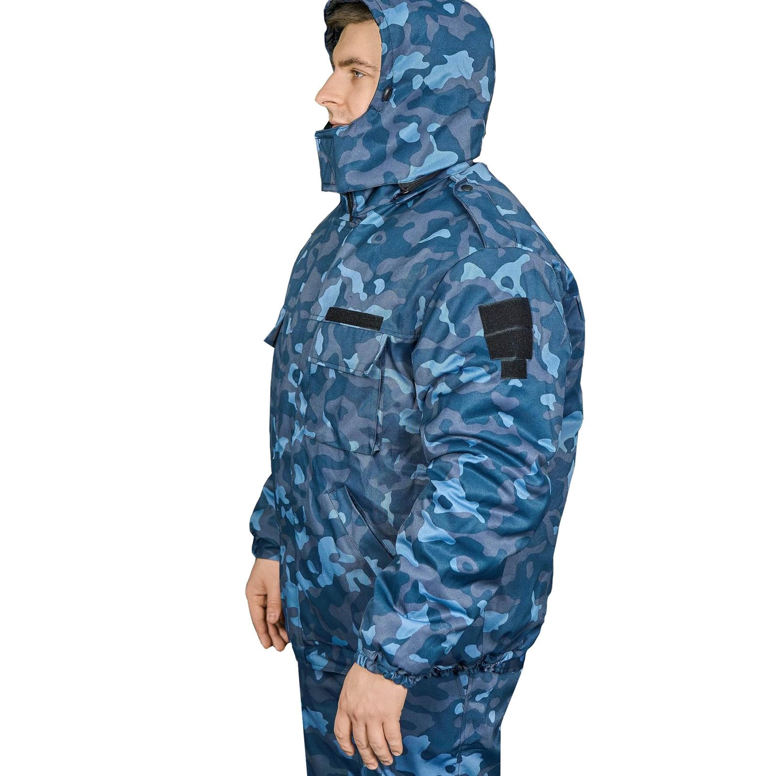 Winter Digital Blue Jacket - Ukrainian Army Camouflage Hooded