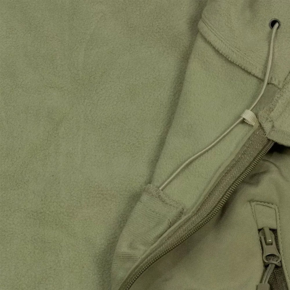 Close-up of the olive jacket&