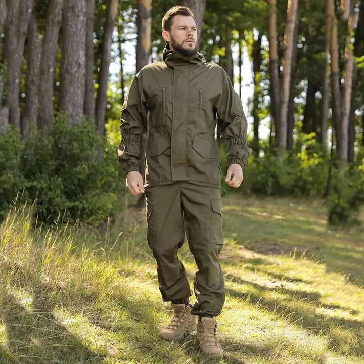 krainian army olive gorka suit for tactical and outdoor activities, including jacket and trousers.