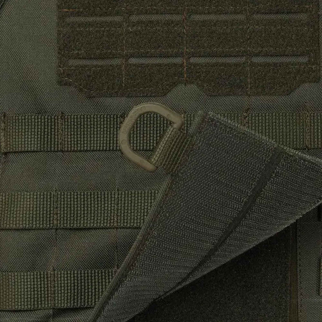 Close-up of chest webbing and plastic loop ring attachment