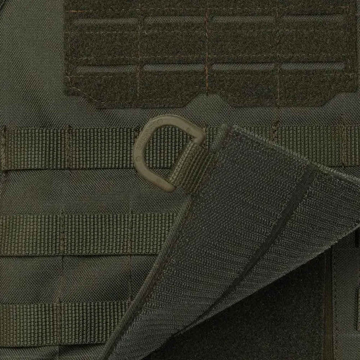Close-up of chest webbing and plastic loop ring attachment