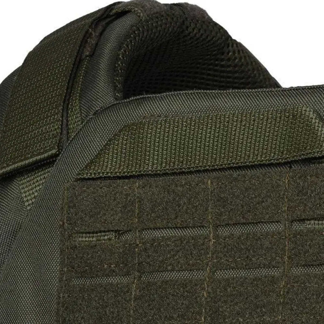 Zoomed view of mesh shoulder padding on tactical vest