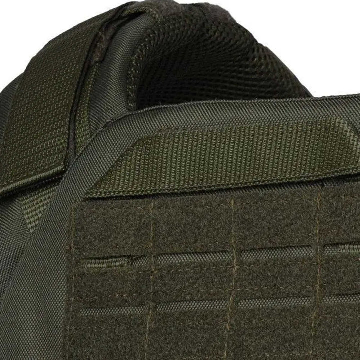 Zoomed view of mesh shoulder padding on tactical vest