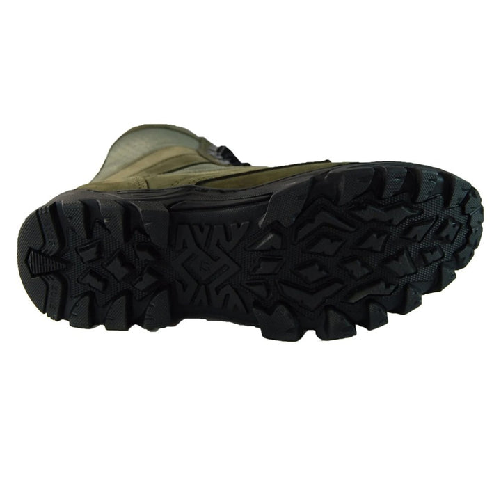 Sole tread of olive tactical ankle boots
