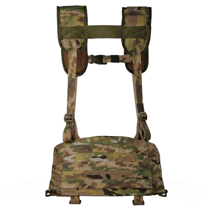 Load-bearing harness rear view with tactical belt