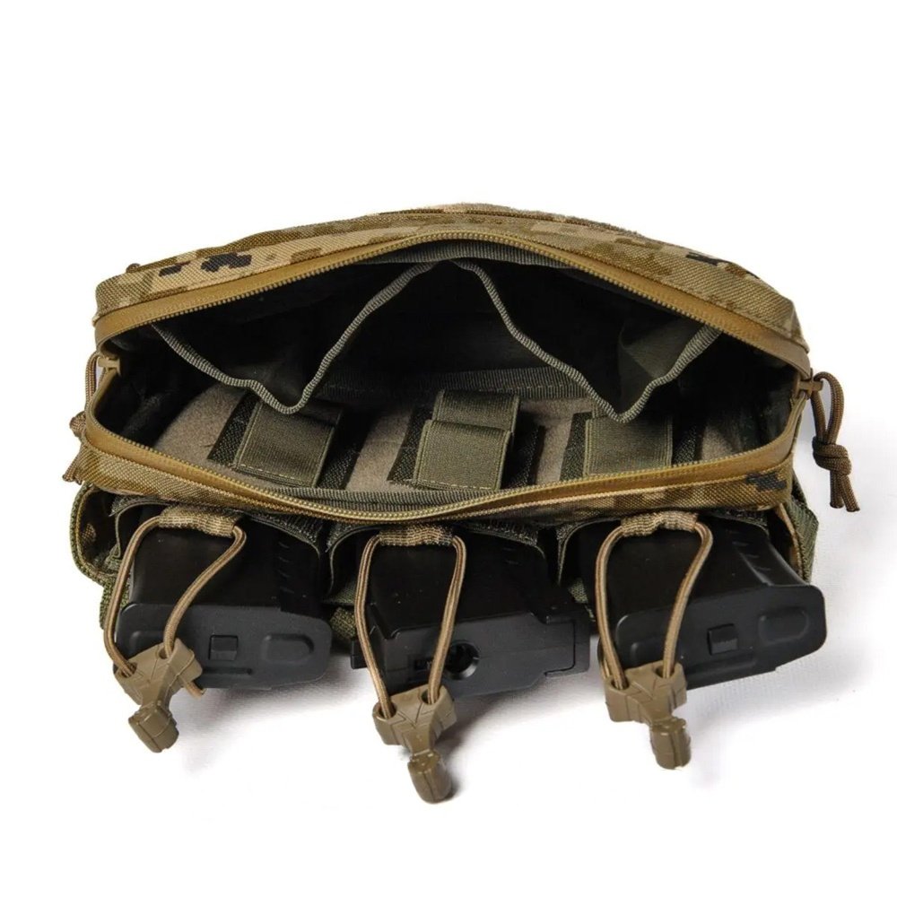 open molle mag pouch with organizer compartment and elastic magazine holders