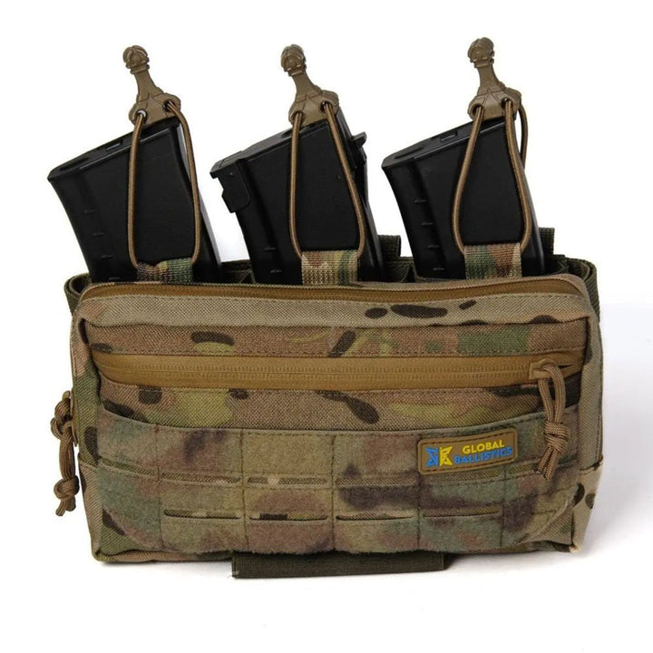 multicam molle mag pouch with triple ak ar magazine setup and admin pouch
