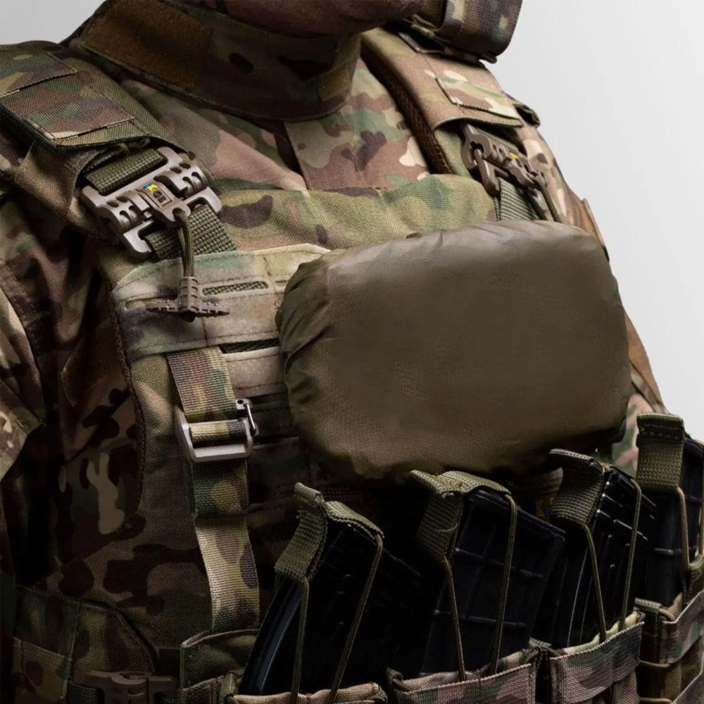 Side view of Multicam MOLLE admin pouch with compact utility compartment and tactical vest compatibility