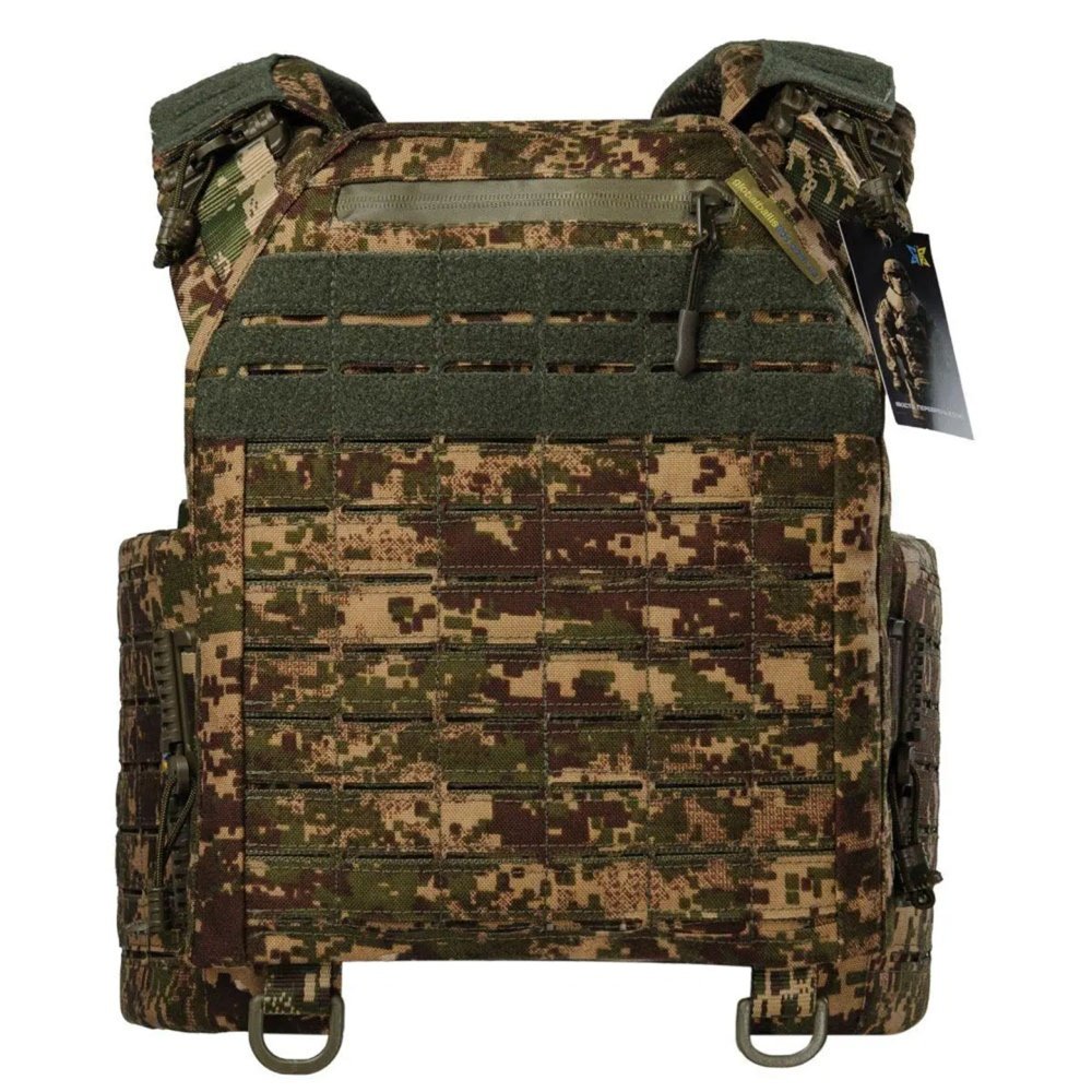 Predator camo tactical plate carrier with full MOLLE panel and reinforced military vest