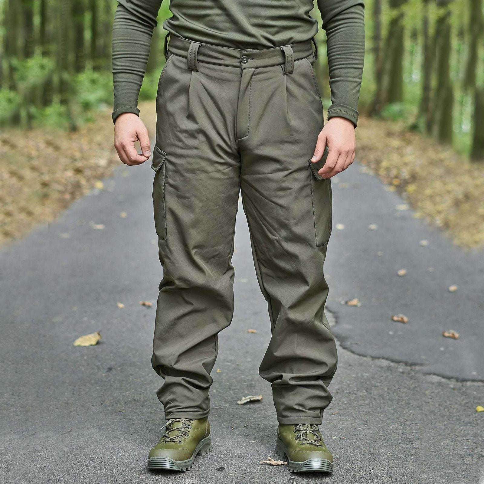 Olive Winter Fleece Pants - Tactical Softshell Pants For Men