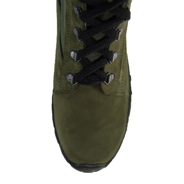 Front view of olive combat boots for men