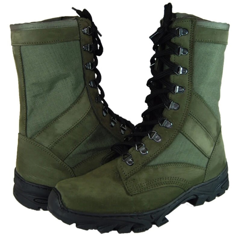 Full display of Ukrainian olive tactical boots
