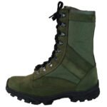 Side profile of olive hunting boots