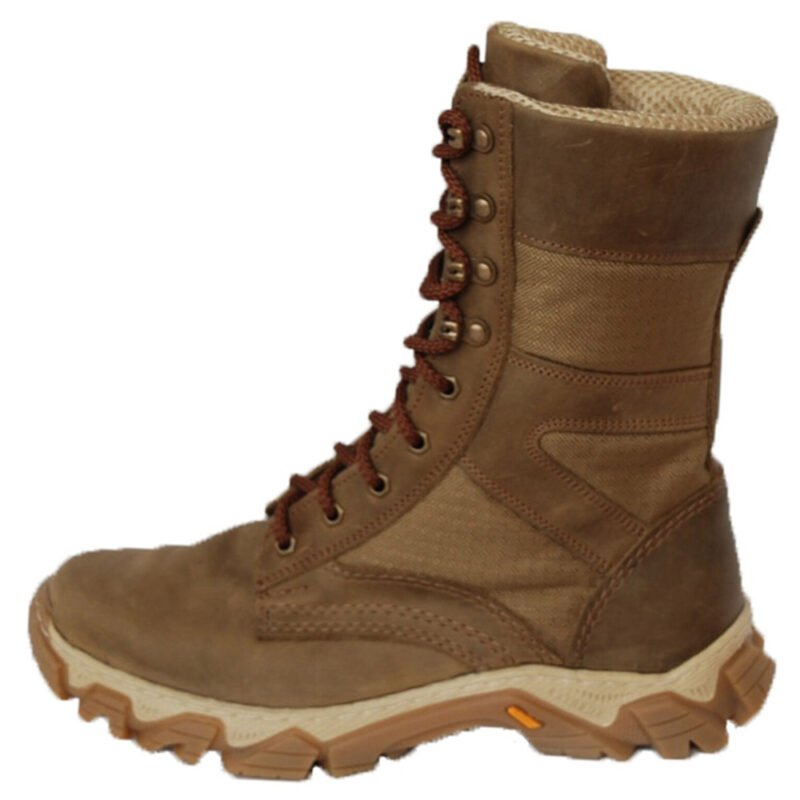 Side angle of Coyote Brown Ankle Boots