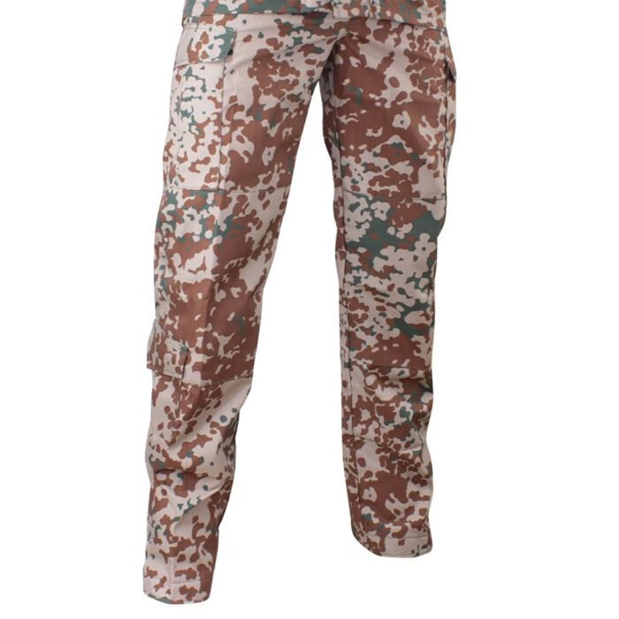 Front view of ZSU camouflage patterned tactical trousers.