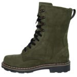 Open view of dark olive tactical winter boots with artificial fur