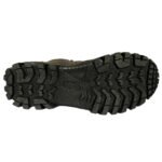 "Rugged sole of olive tactical combat boot with multidirectional tread for grip