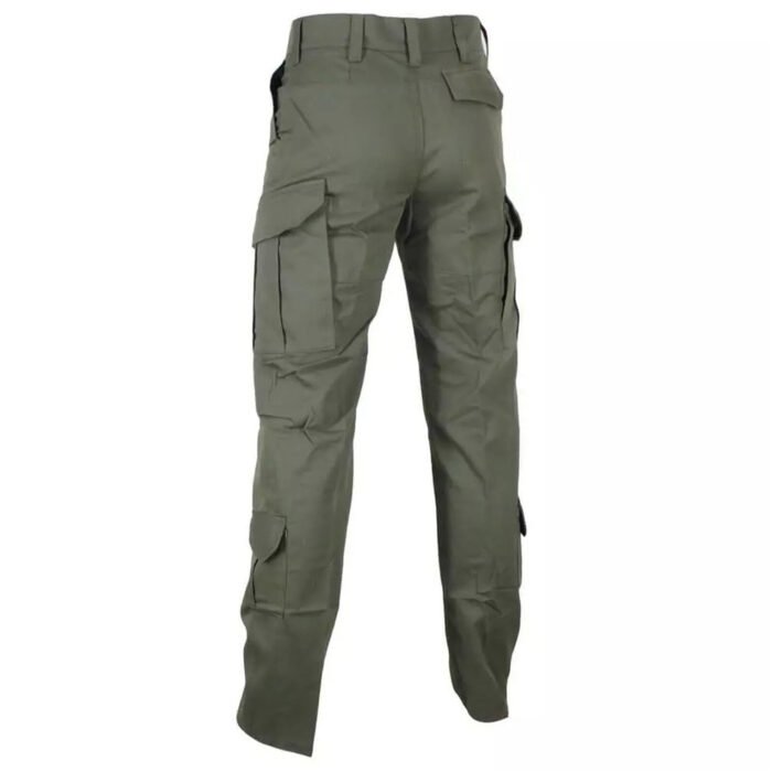 Back view of olive National Guards of Ukraine tactical trousers with multiple pockets